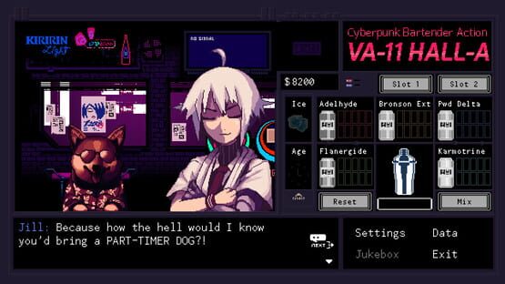 VA-11 HALL-A: Cyberpunk Bartender Action képernyőkép 1